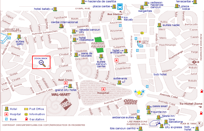 downtown Cancun map & info